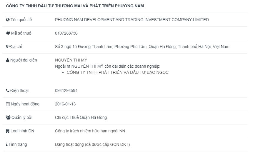 CÔNG TY TM VÀ PT PHƯƠNG NAM